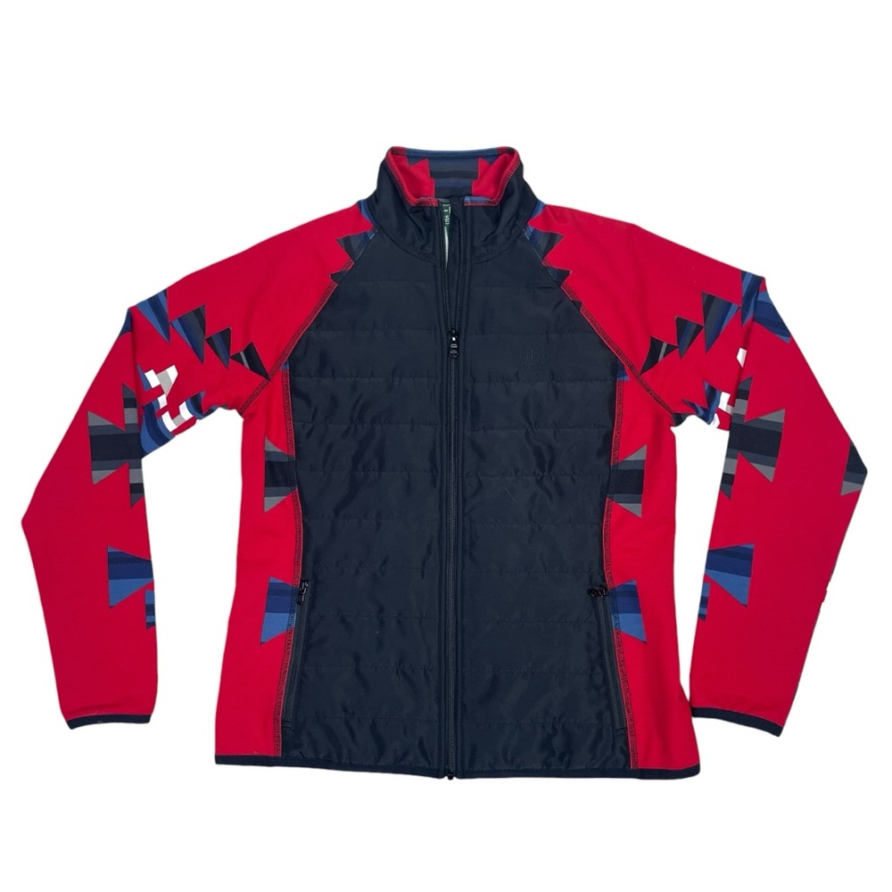 Ralph Lauren LRL Active Women M Full Zip Jacket Quilted Pocket Tribal black